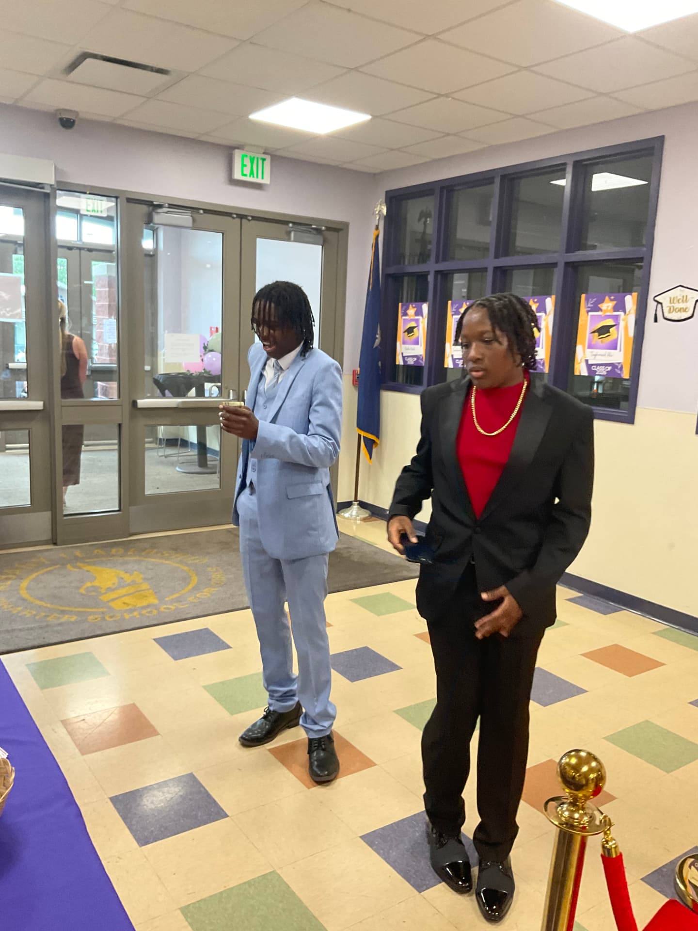 Green Tech Charter School students arriving at Albany Leadership Charter School for the formal