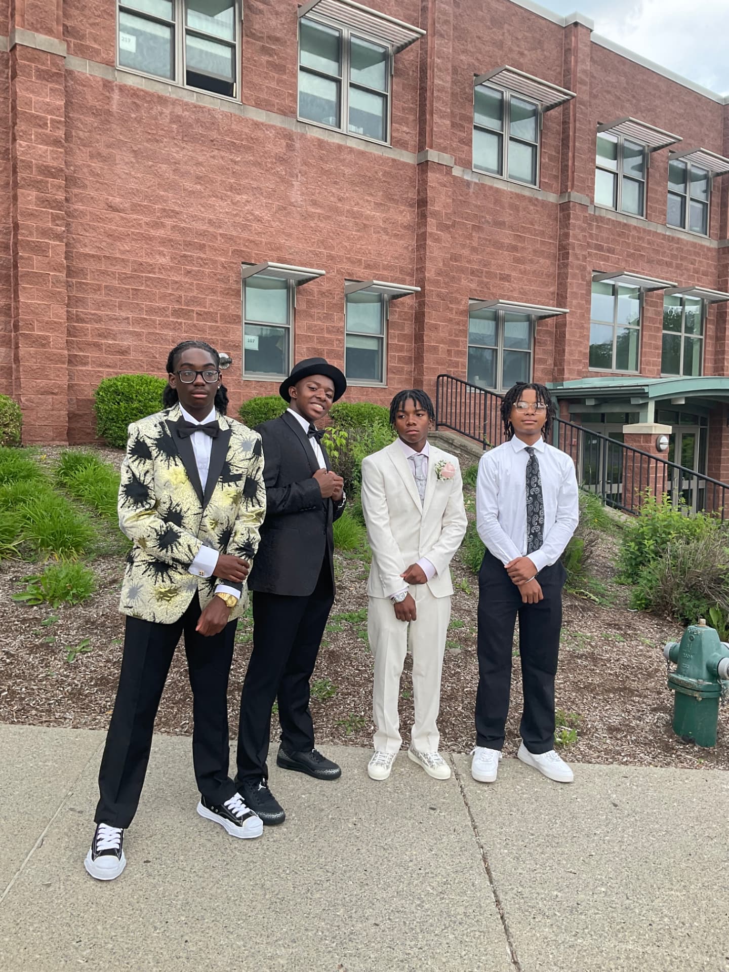 Green Tech Charter School students in formal attire before the celebration